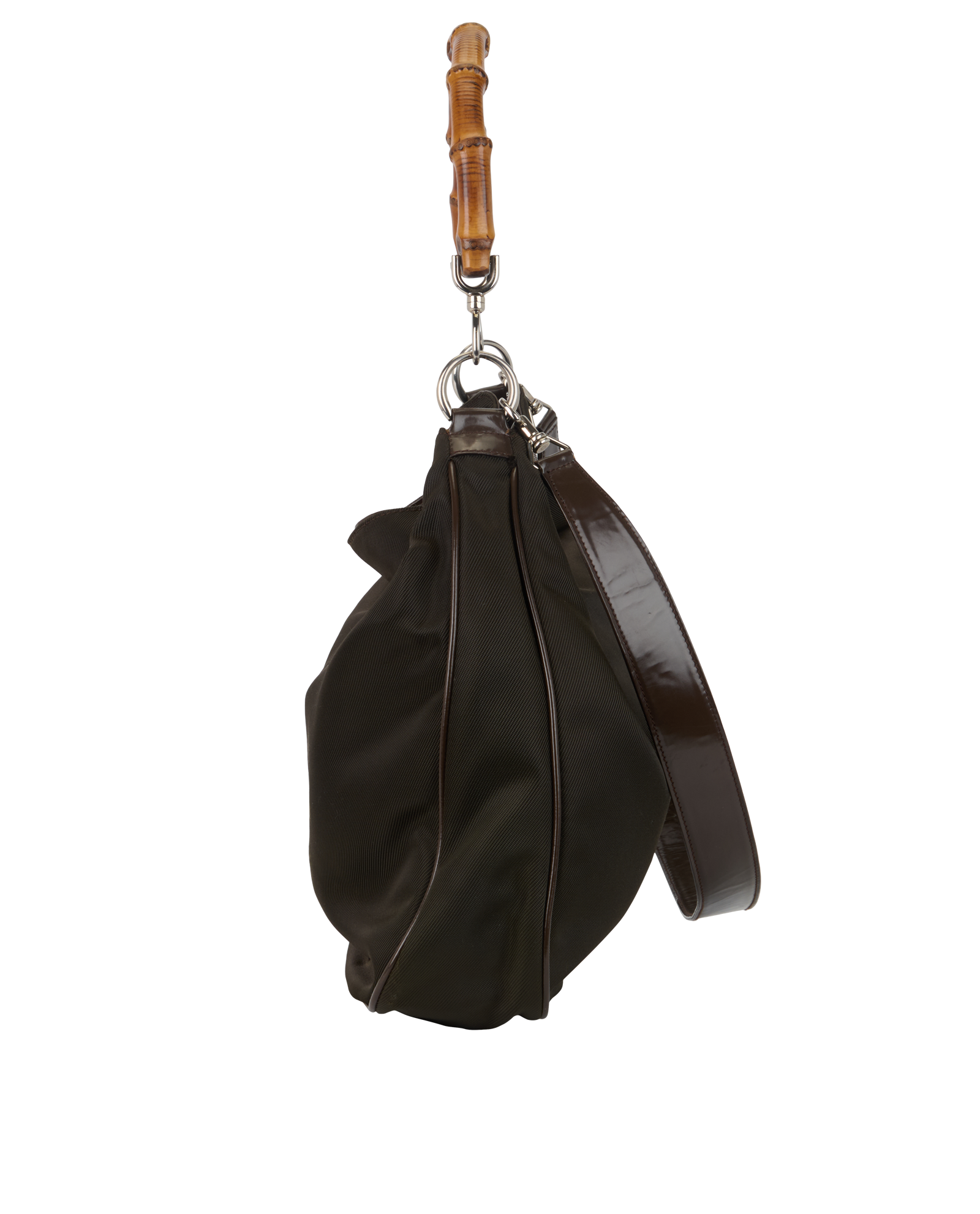 Bamboo 2-Way Hobo, &pound;295, Handbags, Brown, Nylon, Bottom view